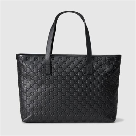 gucci black canvas tote|gucci tote bag black leather.